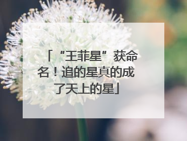 “王菲星”获命名！追的星真的成了天上的星