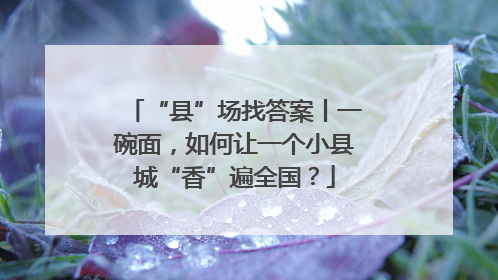 “县”场找答案丨一碗面，如何让一个小县城“香”遍全国？