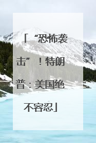 “恐怖袭击”！特朗普：美国绝不容忍