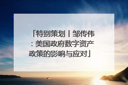 特别策划丨邹传伟：美国政府数字资产政策的影响与应对