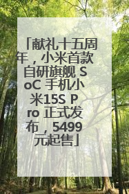 献礼十五周年，小米首款自研旗舰 SoC 手机小米15S Pro 正式发布，5499 元起售