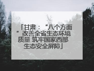 甘肃：“八个方面”改善全省生态环境质量 筑牢国家西部生态安全屏障