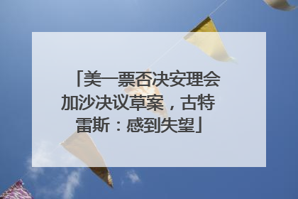 美一票否决安理会加沙决议草案，古特雷斯：感到失望