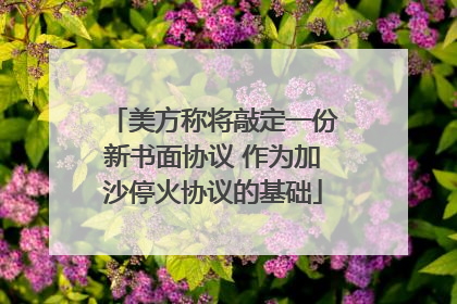 美方称将敲定一份新书面协议 作为加沙停火协议的基础