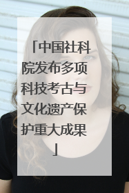 中国社科院发布多项科技考古与文化遗产保护重大成果