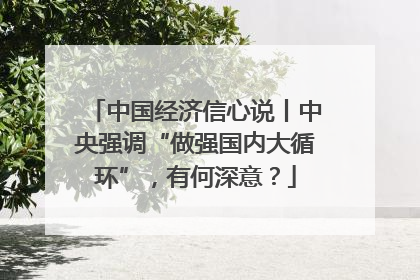 中国经济信心说丨中央强调“做强国内大循环”，有何深意？