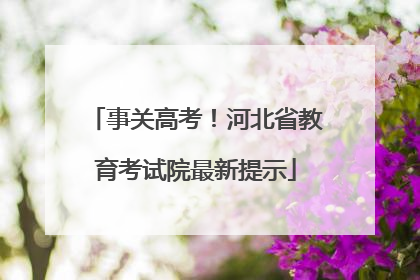 事关高考！河北省教育考试院最新提示