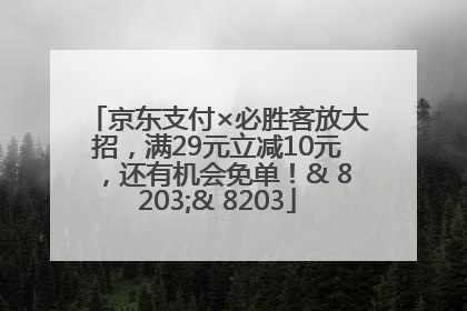 京东支付×必胜客放大招，满29元立减10元，还有机会免单！& 8203;& 8203