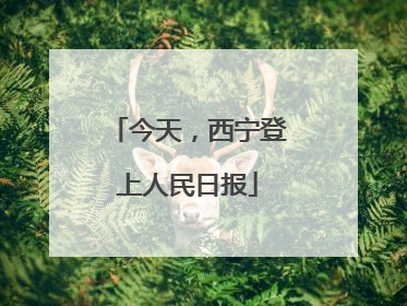 今天，西宁登上人民日报