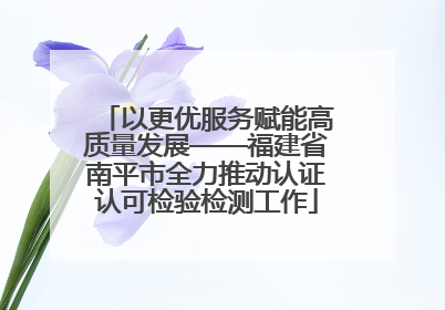 以更优服务赋能高质量发展——福建省南平市全力推动认证认可检验检测工作