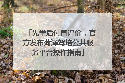 先学后付再评价，官方发布菏泽驾培公共服务平台操作指南