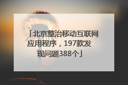 北京整治移动互联网应用程序，197款发现问题388个