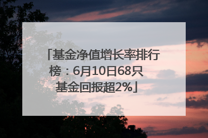 基金净值增长率排行榜：6月10日68只基金回报超2%