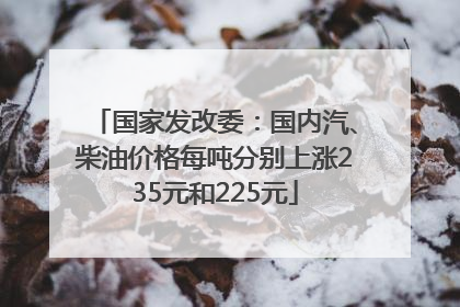 国家发改委：国内汽、柴油价格每吨分别上涨235元和225元