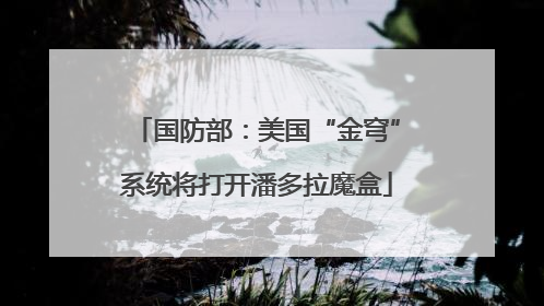 国防部：美国“金穹”系统将打开潘多拉魔盒