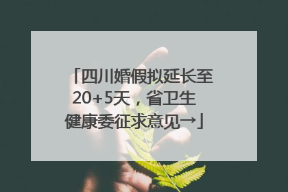 四川婚假拟延长至20+5天，省卫生健康委征求意见→