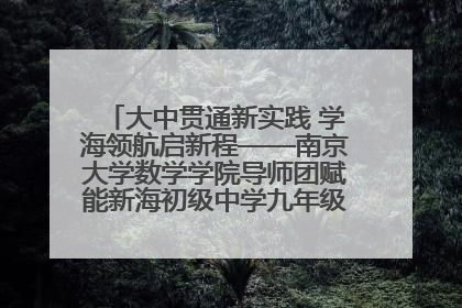 大中贯通新实践 学海领航启新程——南京大学数学学院导师团赋能新海初级中学九年级学子生涯规划
