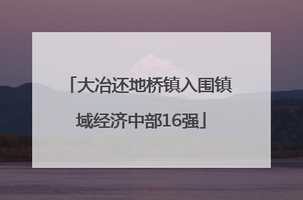 大冶还地桥镇入围镇域经济中部16强