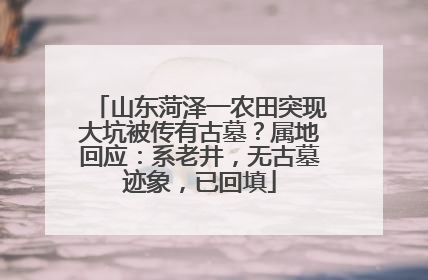 山东菏泽一农田突现大坑被传有古墓？属地回应：系老井，无古墓迹象，已回填