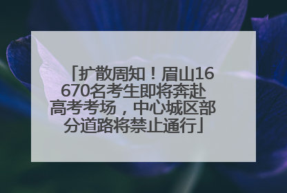 扩散周知！眉山16670名考生即将奔赴高考考场，中心城区部分道路将禁止通行