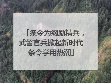 条令为纲励精兵，武警官兵掀起新时代条令学用热潮