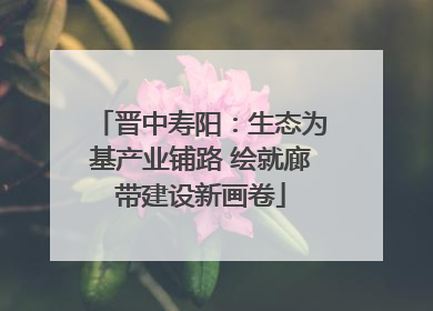 晋中寿阳：生态为基产业铺路 绘就廊带建设新画卷