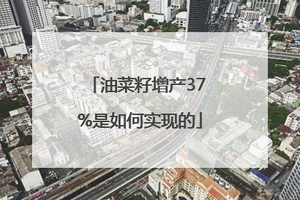 油菜籽增产37%是如何实现的