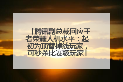腾讯副总裁回应王者荣耀人机水平：起初为顶替掉线玩家，可秒杀比赛级玩家