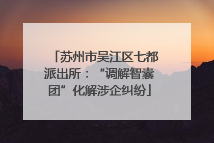 苏州市吴江区七都派出所：“调解智囊团”化解涉企纠纷