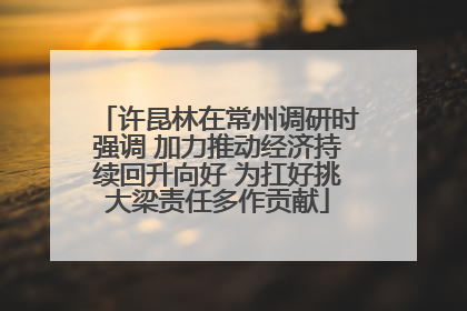 许昆林在常州调研时强调 加力推动经济持续回升向好 为扛好挑大梁责任多作贡献