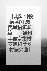 规划引领绘蓝图 惠民举措筑新篇——徐州丰县宗集村奏响和美乡村振兴曲