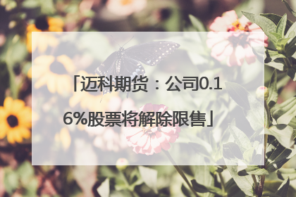 迈科期货：公司0.16%股票将解除限售