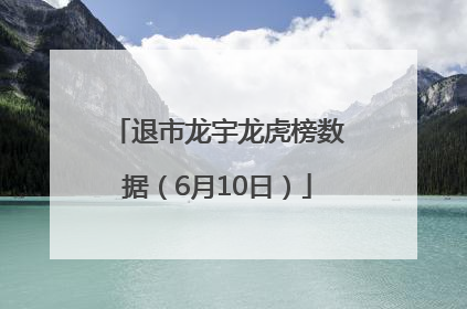 退市龙宇龙虎榜数据（6月10日）
