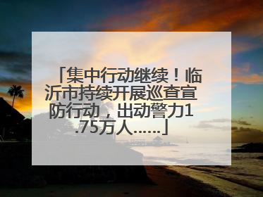 集中行动继续！临沂市持续开展巡查宣防行动，出动警力1.75万人……
