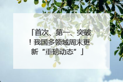 首次、第一、突破！我国多领域周末更新“重磅动态”