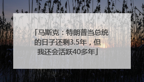 马斯克：特朗普当总统的日子还剩3.5年，但我还会活跃40多年