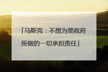 马斯克：不想为美政府所做的一切承担责任