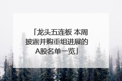 龙头五连板 本周披露并购重组进展的A股名单一览