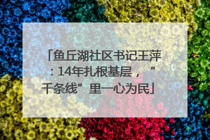 鱼丘湖社区书记王萍：14年扎根基层，“千条线”里一心为民